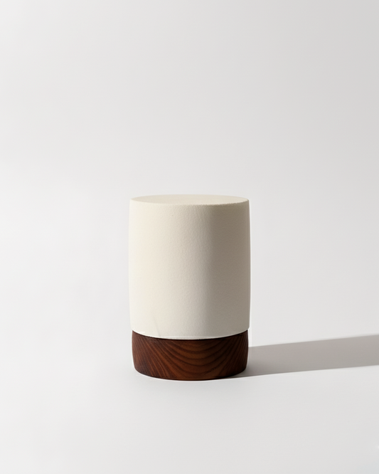 Siwa Lakes Salt Lamp with an Olive Wood Base - (Short - Cylindrical)