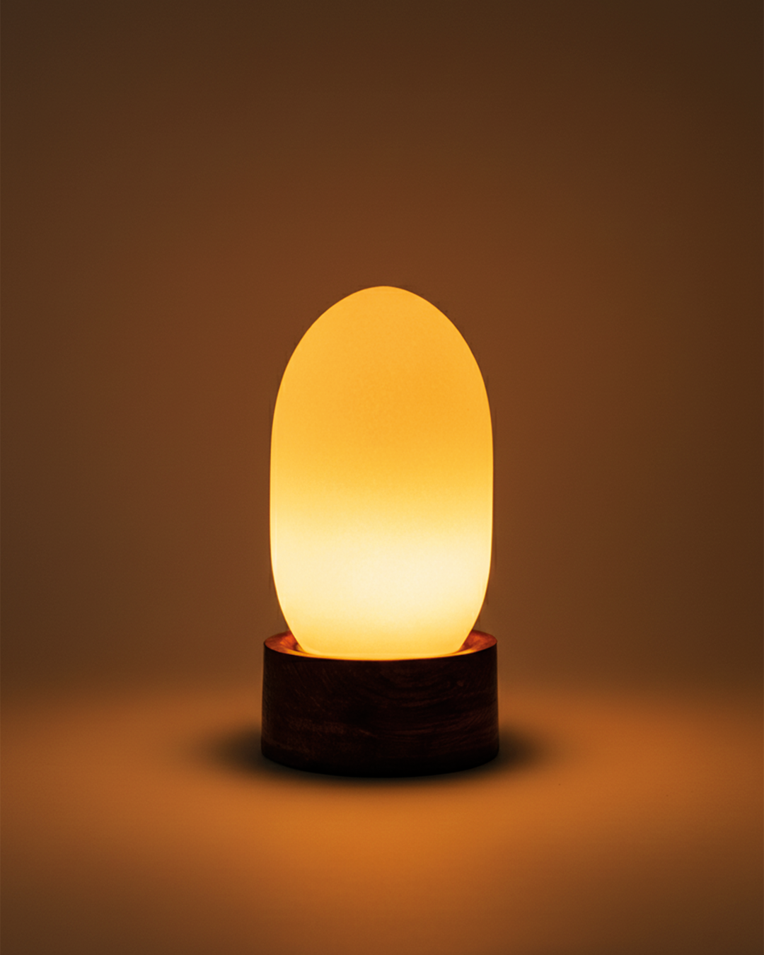 Siwa Lakes Salt Lamp with an Olive Wood Base - (Oval-shaped)