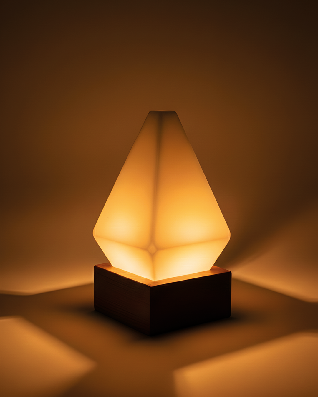 Siwa Lakes Salt Lamp with an Olive Wood Base - (Pyramid-shaped)
